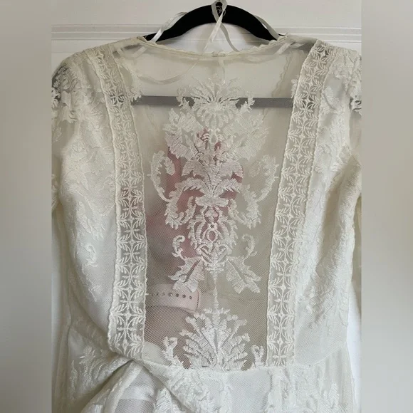 Free People Long Sleeve Lace Dress in White - Picture 9 of 14